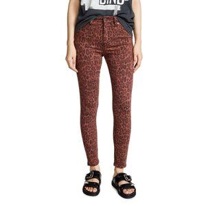 JOE'S JEANS Charlie High-rise Skynny Ankle Red Leopard-Print Size 28